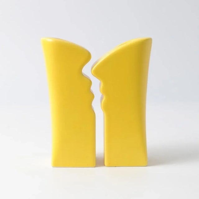 Yellow Postmodern Yellow Ceramic Candle Holders from ASA, 1980s, Set of 2 For Sale - Image 8 of 8