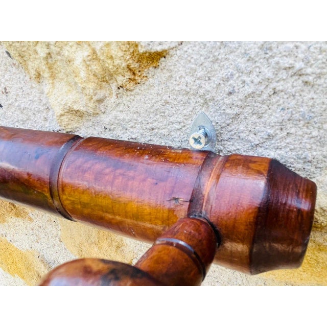 Mid-Century Modern Faux Bamboo Wall Mounted Coat Rack, 1940s For Sale - Image 10 of 12