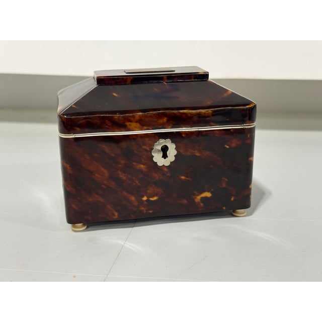 A fine Dutch late Regency or early Biedermeier period tea caddy, circa 1830, veneered in richly mottled tortoiseshell with...