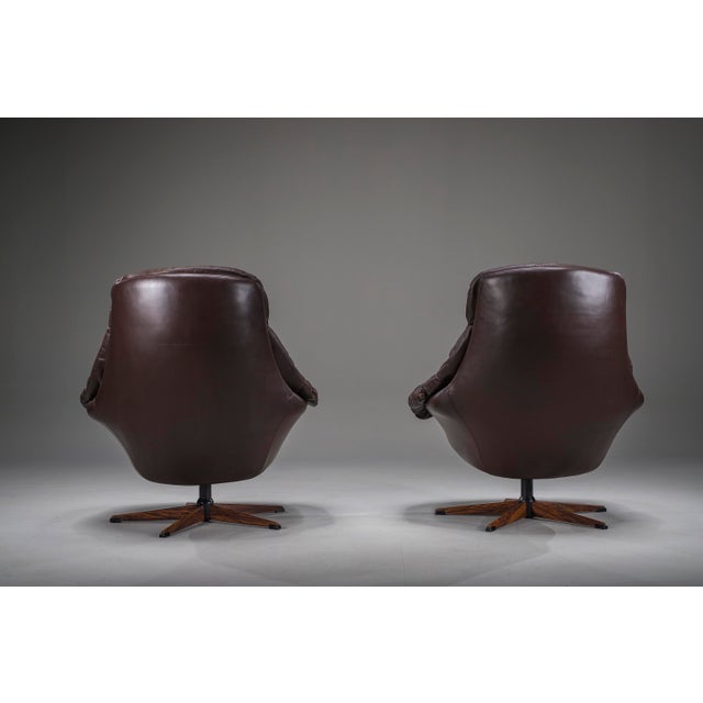 Animal Skin Danish Swivel Lounge Chairs in Leather by H.W. Klein for Bramin, Denmark, 1970s, Set of 2 For Sale - Image 7 of 18
