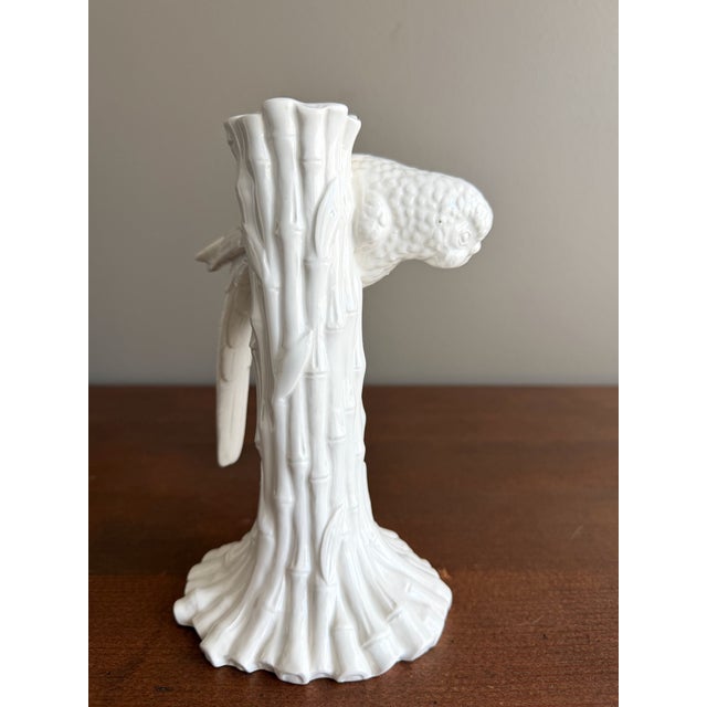 White Fitz and Floyd White Porcelain Parrot Candleholders, a Pair For Sale - Image 8 of 12