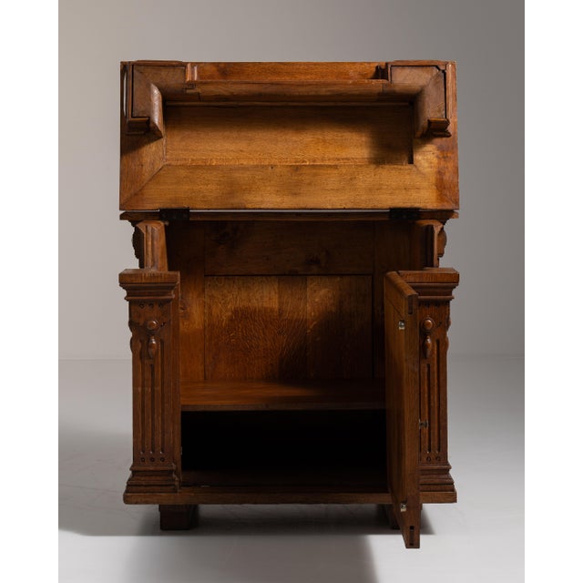 19th Century 19th Century French Chestnut Brown Neo-Renaissance Oak Cabinet with Hinged Lid For Sale - Image 5 of 15