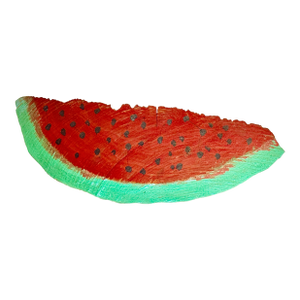 Vintage Large Scale Folk Art Hand-Painted Wood Watermelon Slice, Circa 1980s