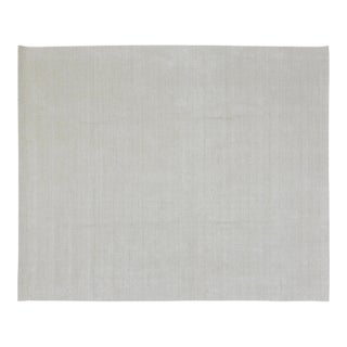 Modern Indian Handloom Wool/Bamboo Rug, 6'9"x6'9" For Sale