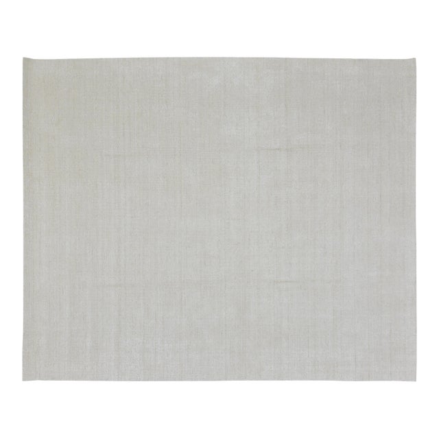 Modern Indian Handloom Wool/Bamboo Rug, 6'9"x6'9" For Sale