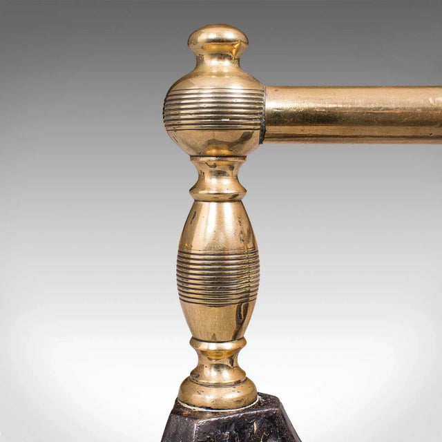 C.1880 Victorian Antique English Brass Iron Fireside Tool Rests Fire Dog- a Pair For Sale - Image 9 of 13