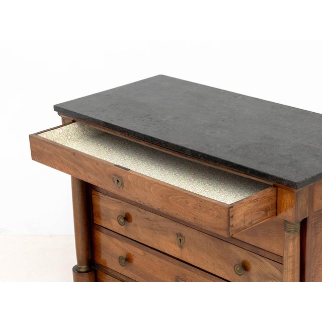 Empire Walnut & Black Marble Top Commode, Circa 1815 For Sale In New York - Image 6 of 9