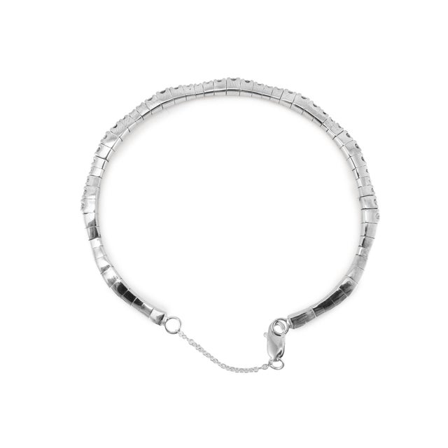 Modern Gabriel & Co 14k White Gold 1.26ctw Diamond Chain Flexible Cuff Bangle Bracelet For Sale - Image 3 of 8