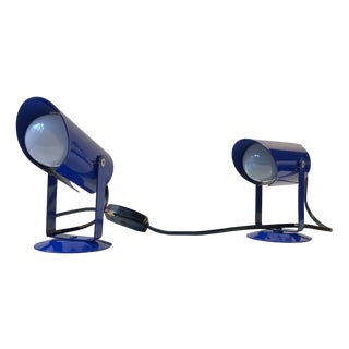 Danish Minimalist Blue Wall Lights from Lyfa, 1980s, Set of 2 For Sale