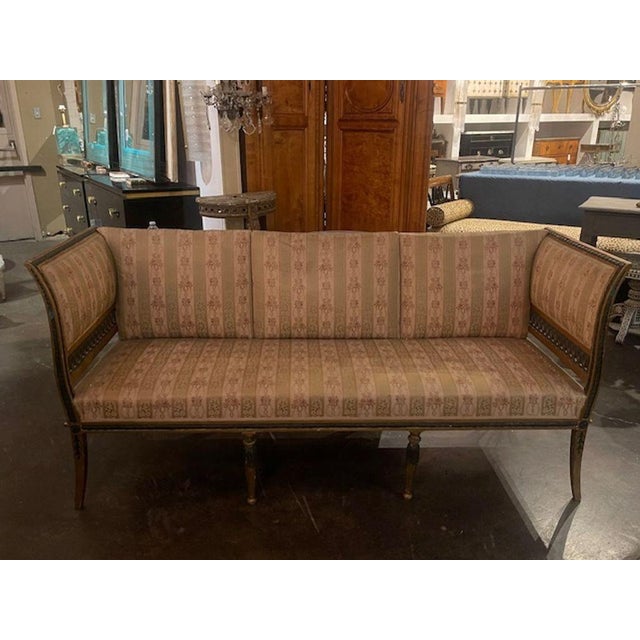 Brown 19th C. Swedish Carved and Painted Settee For Sale - Image 8 of 8