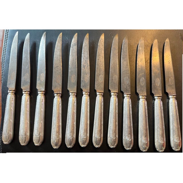 Metal Silver-Plated Metal Knife Set from Ercuis, 1950s, Set of 12 For Sale - Image 7 of 7