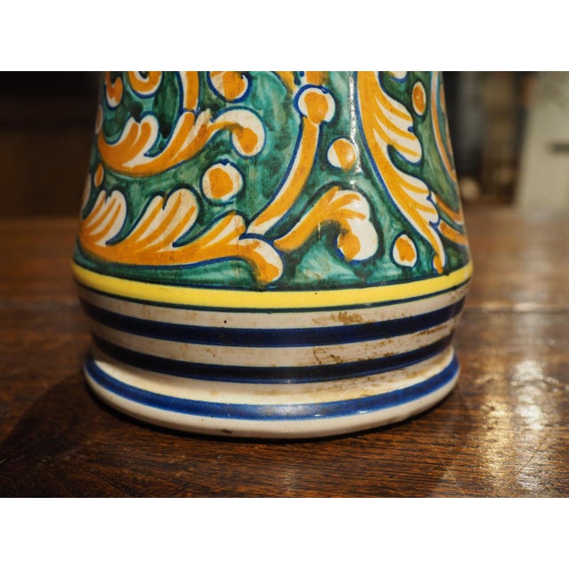 Polychrome Italian Albarello Jar With Foliate Decorations, Late 19th Century For Sale - Image 9 of 11