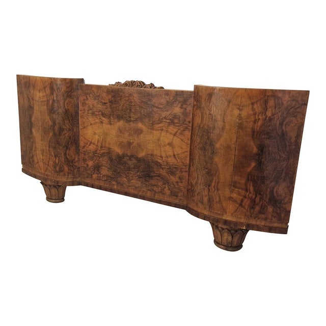 Brown Art Deco Headboard & Footboard in Walnut and Walnut Root, 1940s, Set of 2 For Sale - Image 8 of 12