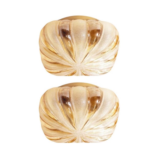 Brown Midcentury Modern German Glass Flush Mounts by Wila Leuchten, 1970s, Set of 2 For Sale - Image 8 of 9