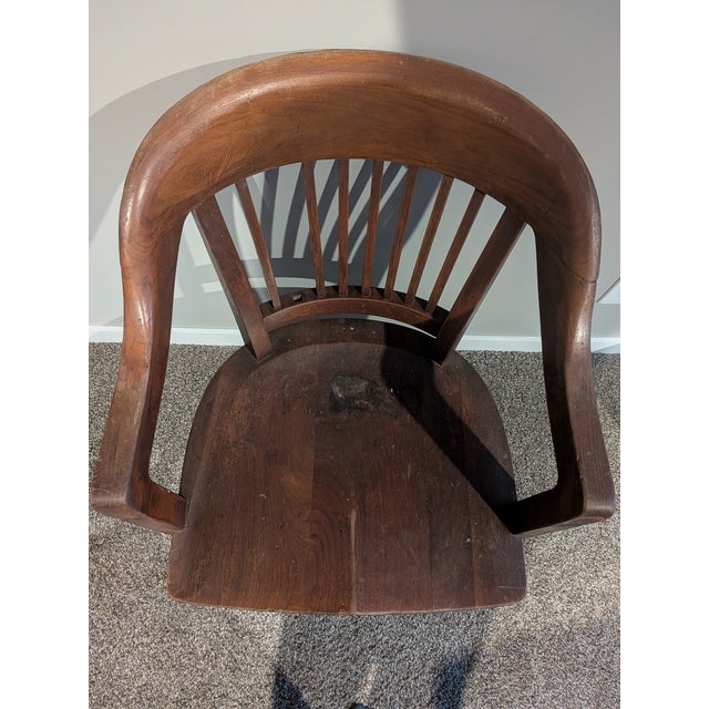 Traditional Antique Government Bankers Chair Bureau of Accounts For Sale - Image 3 of 11