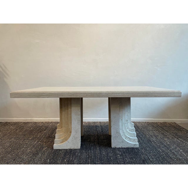 Postmodern Vintage 1970s Travertine Table in the Manner of Carlo Scarpa For Sale - Image 3 of 12