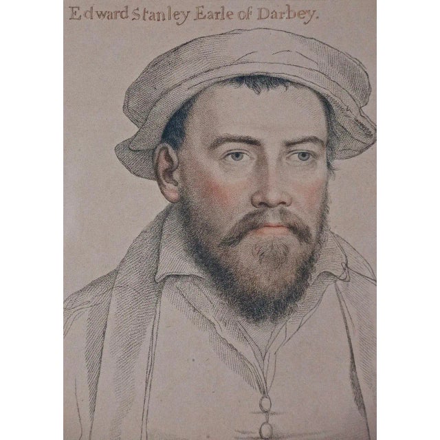 18th C. Portrait of Edward Stanley From Henry VIII's Court After Holbein Drawing, 1793 For Sale - Image 4 of 5