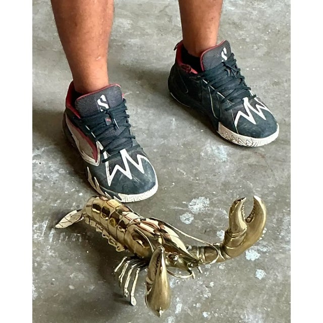 Brass Late 20th Century Vintage Boho Monumental Polished Brass Lobster For Sale - Image 8 of 8