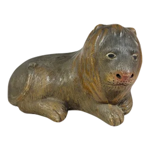 Antique Staffordshire Recumbent Lion Figurine