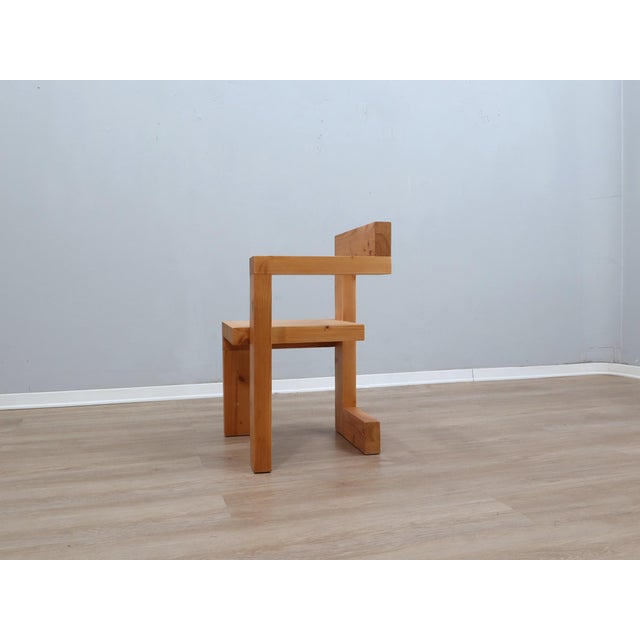 1980s Steltman Chair in Larch Wood from Gerrit Rietveld, 1980s For Sale - Image 5 of 14