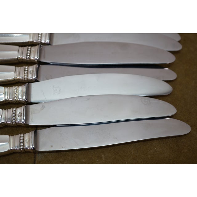 Antique Danish Georg Jensen Acanthus Dronning Sterling Silver Dinner Knives 9" - 8 pcs For Sale - Image 10 of 10