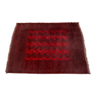 1930s Vintage Red and Black Bokhara Wool Rug For Sale
