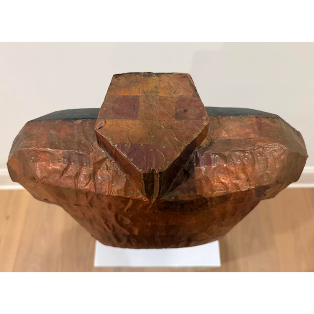 Copper Midcentury, Heavy, Copper Cladded Wood Torso, Monogrammed For Sale - Image 8 of 9