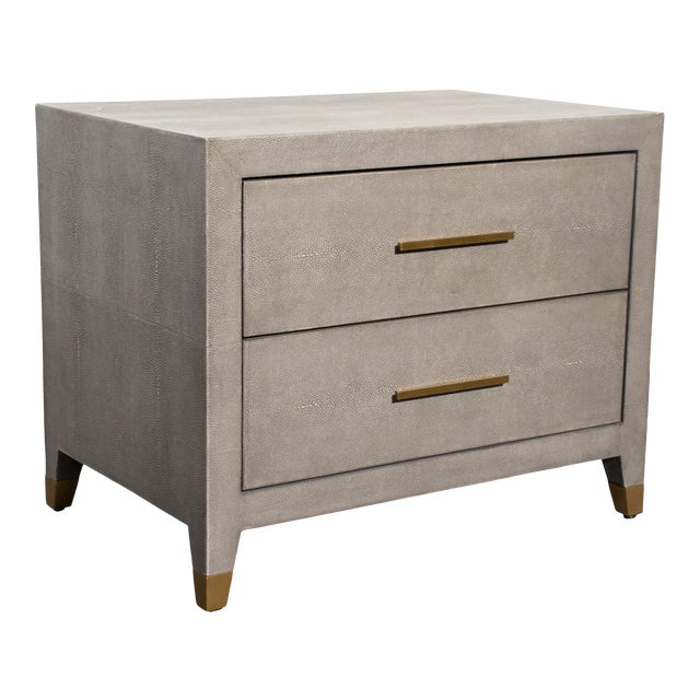 Modern "Graydon" Shagreen Embossed Leather Nightstand Chairish