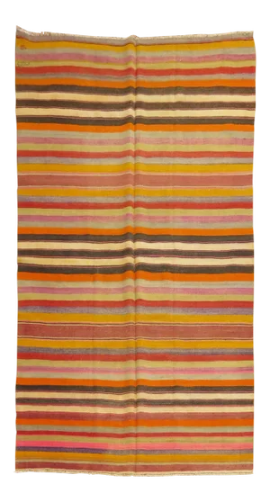 Vintage Striped Hand-Made Turkish Kilim - 4'10" x 8'4"