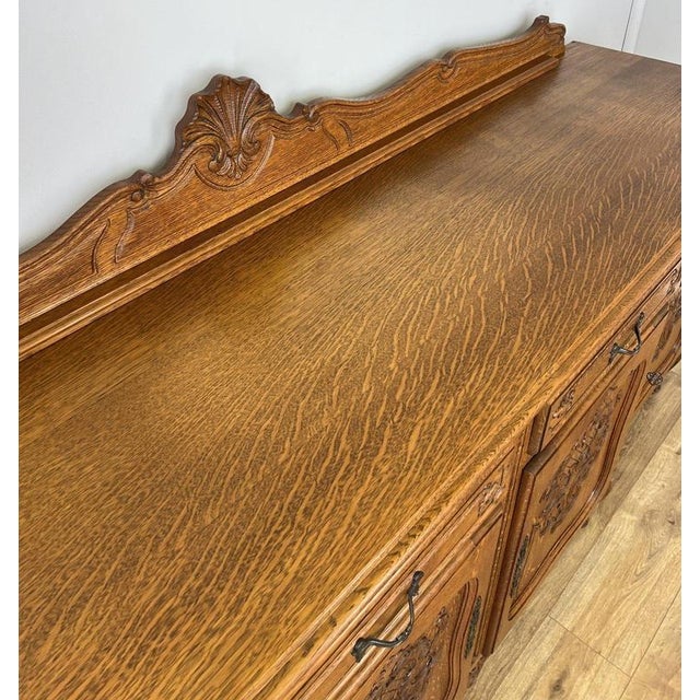 Vintage French Louis Style Oak 4-Door Sideboard For Sale - Image 14 of 18
