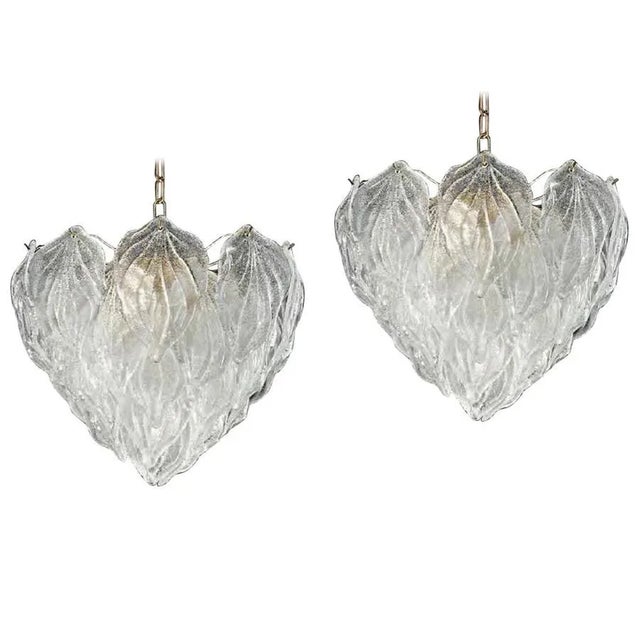 White Polar Murano Glass Chandelier, Italy, 1970s, Set of 2 For Sale - Image 8 of 8