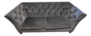 Ethan Allen Blue/Gray Tufted Shelton Sofa With Nailhead Trim