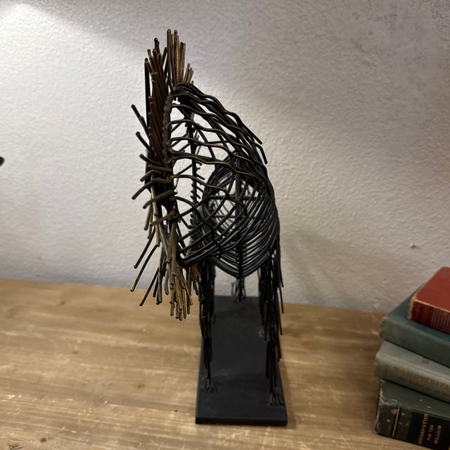 17” Long 15.5” T x 5” wide This is a playful welded wire sculpture. Enjoy. It reminds me of Calder's circus and Picasso's...