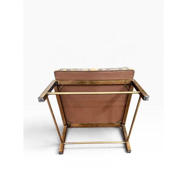 Vintage Pair of Empress Brass Lounge Chairs Attributed to Mastercraft in Clarence House Tibet Fabric For Sale - Image 9 of 16