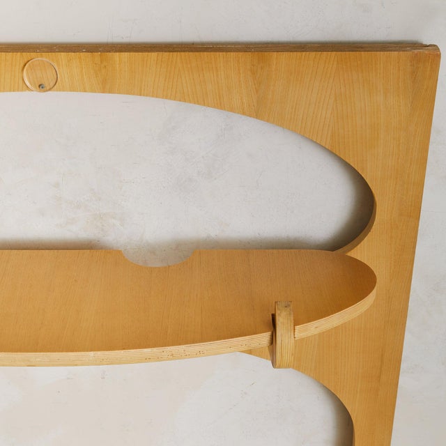 Italian Birch Wall-Mounted Folding Table with Shelves by Anonima Design, 1970 For Sale - Image 10 of 11