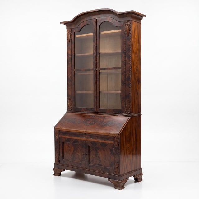 Late 19th Century 19th-C. Flame Mahogany & Pine Chippendale Revival Secretary Bookcase Cabinet For Sale - Image 5 of 5