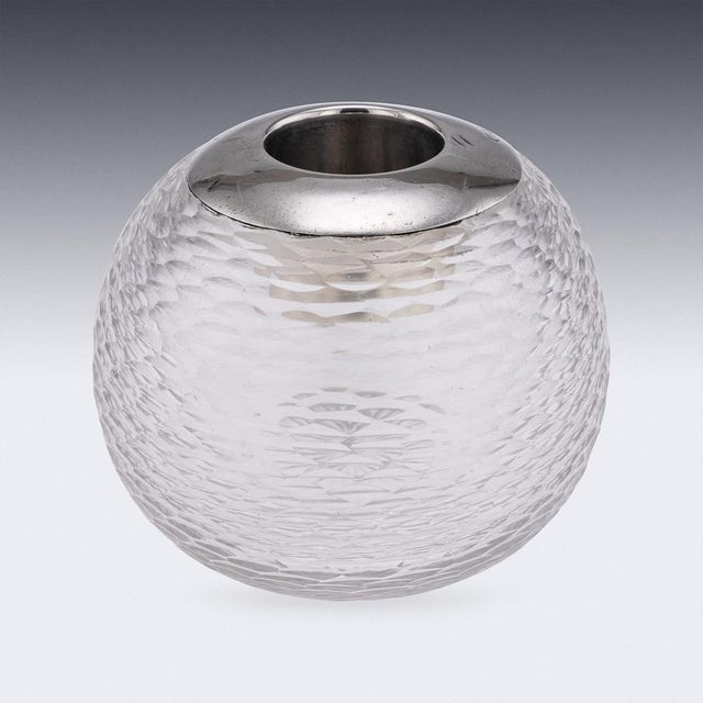 Antique Silver Mounted Glass Match Striker by Asprey, London, 1907 For Sale - Image 3 of 9