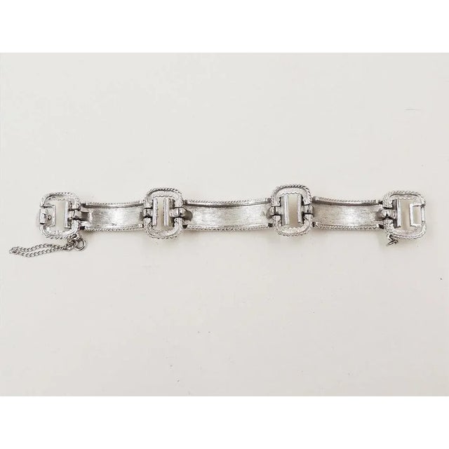 Monet Vintage 1970s Monet Rhodium Plated Buckle Bracelet For Sale - Image 4 of 8