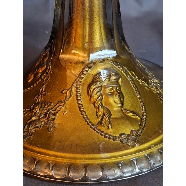 Antique Eapg Riverside Glass No. 423 Empress Kerosene Lamp Gold Intaglio Base 10.75" c.1894 For Sale - Image 10 of 15
