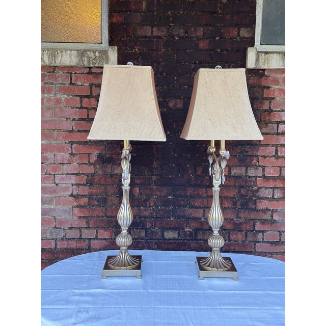 Uttermost 2010s Palm Beach Regency Silver Leaf Floriane Table Lamps by Turtle and Crane - A Pair For Sale - Image 4 of 11