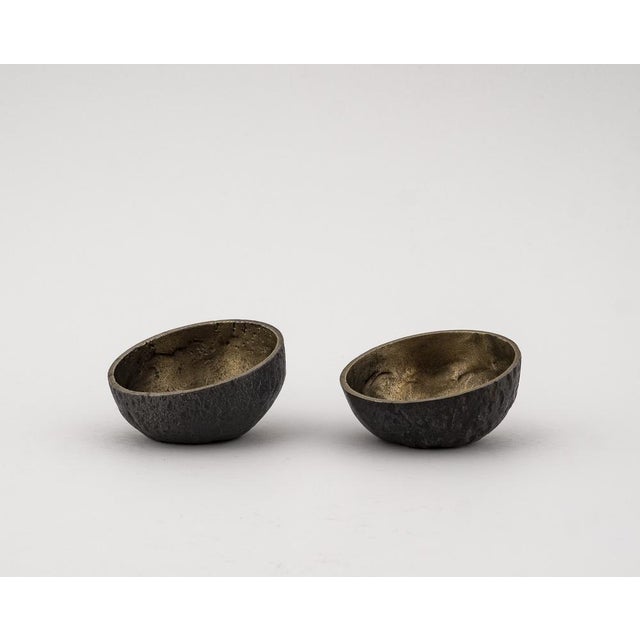 Metal Brutalist Brass Bowls with Gilded Interior, 1960s, Set of 2 For Sale - Image 7 of 18