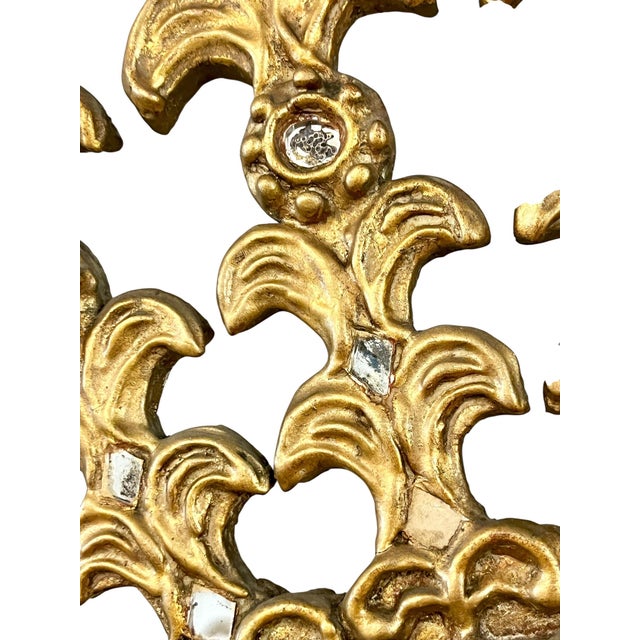 Large Size Mid Century Carved Gilt Wood Sunburst Mirror For Sale - Image 10 of 18