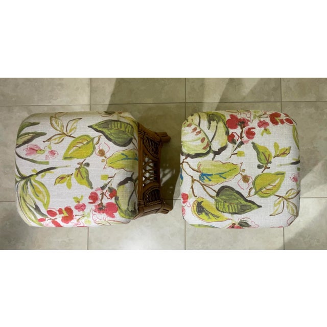 Wood Pair of Vintage Bamboo and Rattan Benches or Stools For Sale - Image 7 of 10