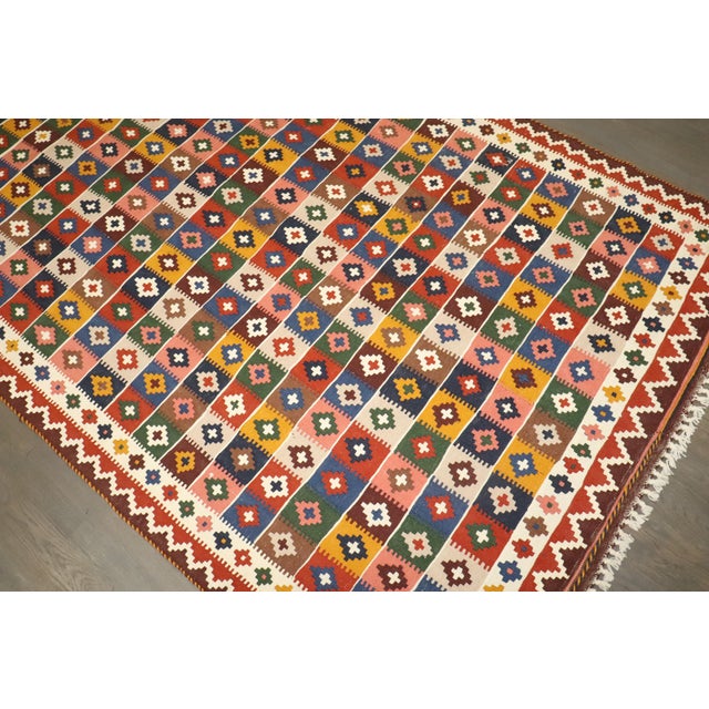 Ruby Red Mid 20th Century Ghasghai Persian Kilim, 5' X 9'5'' For Sale - Image 8 of 8
