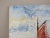 Vintage mid 20th century oil on canvas board modernist painting of sailboats in harbor. Unsigned, impasto palette knife...