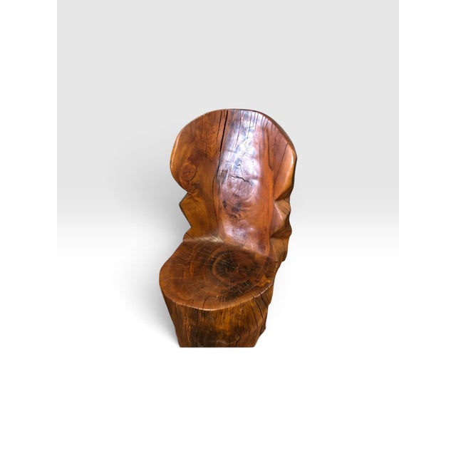 Contemporary Monumental Hand-Carved Solid Tree Trunk Organic Modern Sculptural Chair For Sale - Image 3 of 11