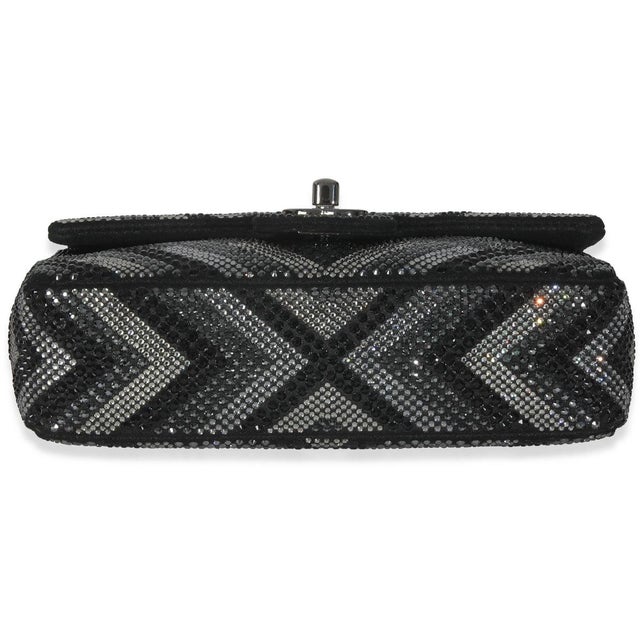 1950s Black Strass CC Chevron Mini Flap Bag For Sale - Image 5 of 9