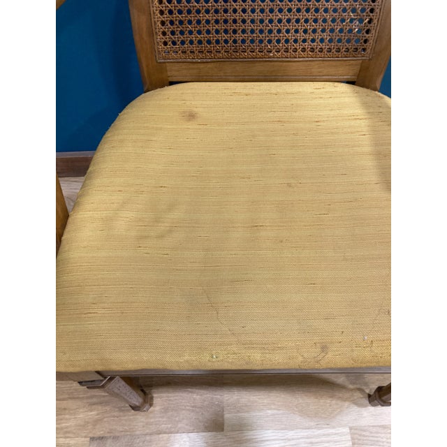 Vintage Drexel Mustard Yellow Cane Back Armchair For Sale - Image 10 of 11