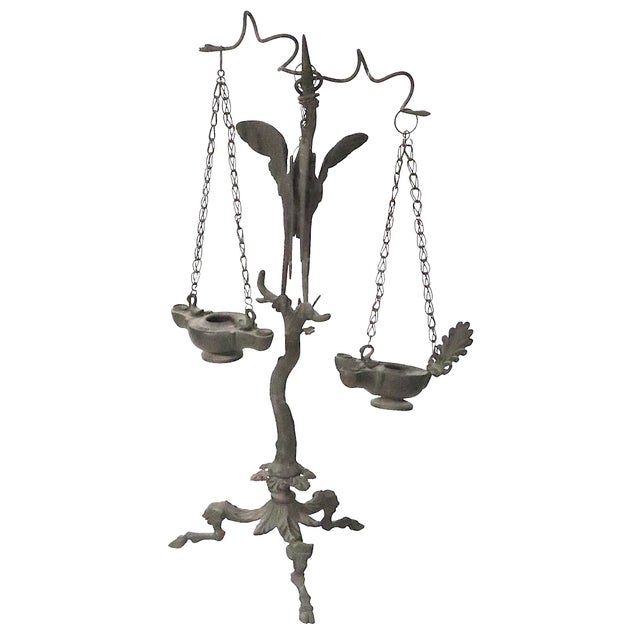 Metal 19th C. Grand Tour Candlesticks Bronze Heron Oil Lamps Made in Italy For Sale - Image 7 of 18