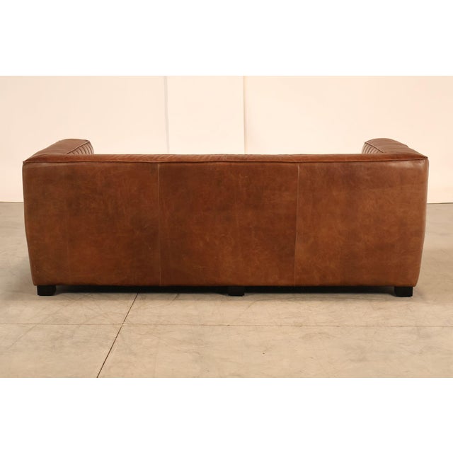 Art Deco Style Brown Leather Sofa For Sale - Image 15 of 18